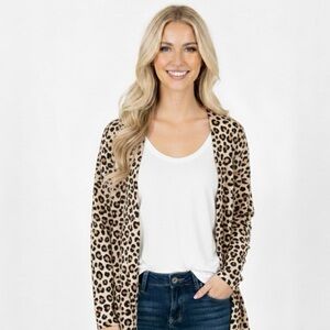 Time & Tru leopard print knit cardigan size XXlarge new with tags